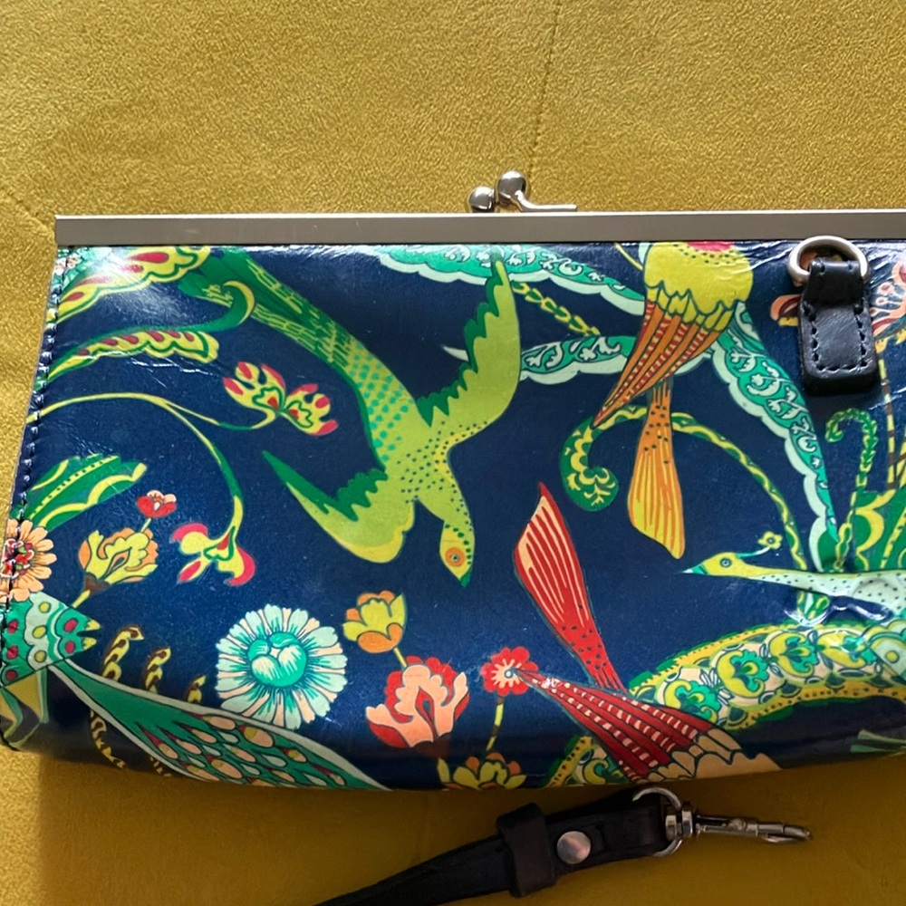 Patricia Nash Blue and Green Crossbody Bag with Tropical Print